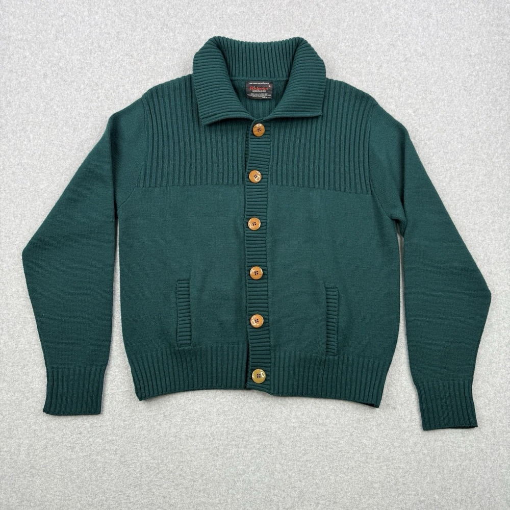 Vintage Richman Brothers‎ Cardigan Mens Large Green Knit 70s Rockabilly Acrylic